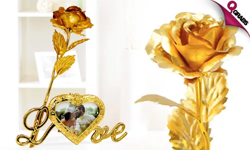 Gold Plated Foil Roses stands & Photo Frame!